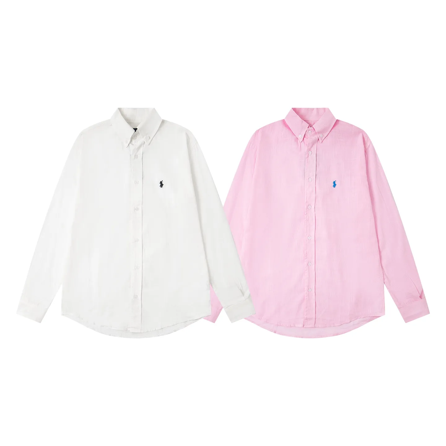 P220 Style number: Y217 Ralph Lauren pony logo linen embroidered shirt Ralph Lauren pony logo cotton and linen shirt Internet celebrity versatile popular style sun protection-Korean style series-loose and suitable for traveling and taking photos📷Excellent style-strong control and slimming Color: White Pink Size: S M L XL